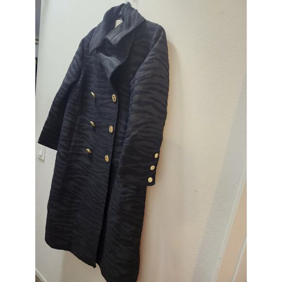 KENZO PARIS X HM Womens Elegant Wool Coat Tiger Pattern In Black Color US 6 EU36 - Picture 2 of 15